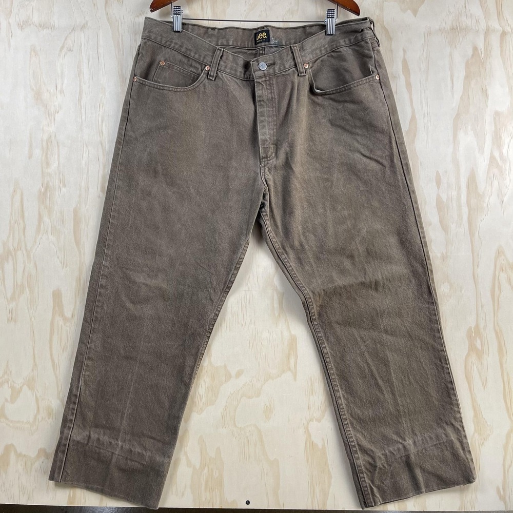 Lee Regular Fit Jeans Mens 40x30 Medium Wash Brown Denim Straight Casual